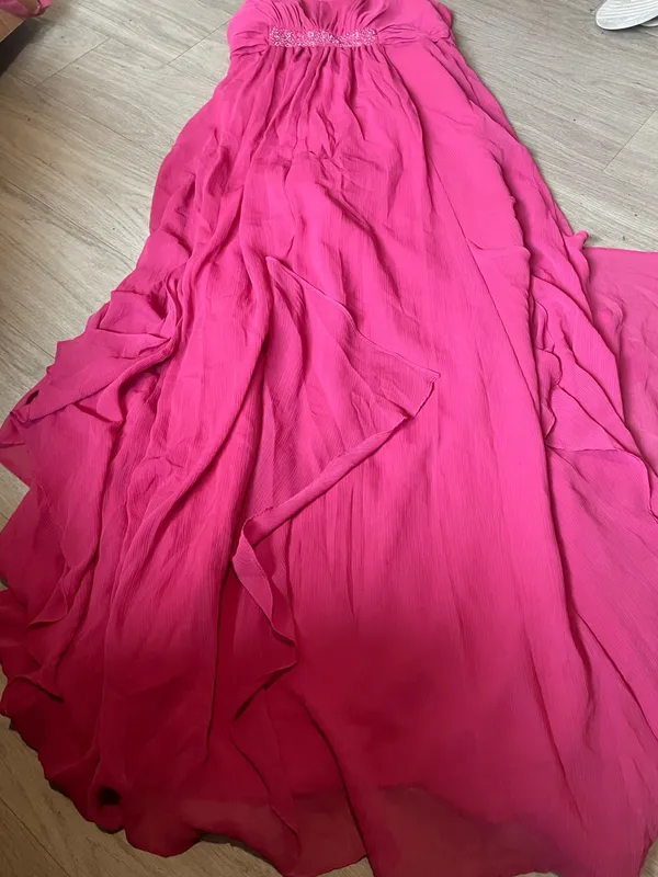 David's Bridal Fuchsia Strapless Maxi Dress - Image 2