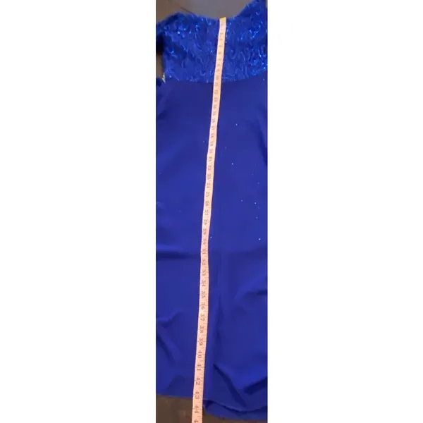 Vintage Y2K Yabes USA Royal Blue Sequin‎ Lace Formal Dress Chiffon (S) Prom Gala - Image 9