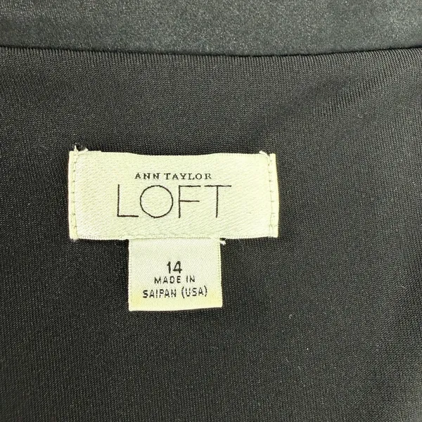 Ann Taylor LOFT Satin Trim Sleeveless A-Line Fit & Flare Little Black Dress Tuxedo Size14 - Image 4