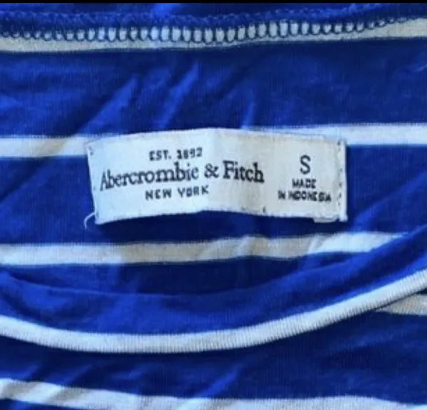 Abercrombie & Fitch Blue & White Striped Crewneck T-shirt - Image 7