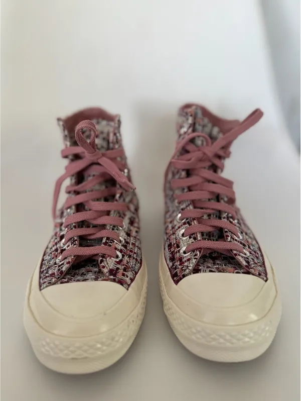 Converse Chuck Taylor All Star high top tweed sneakers pink - Image 4