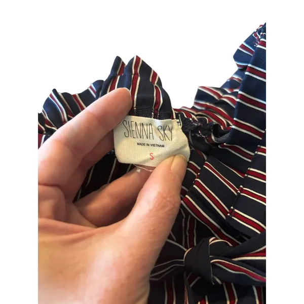 Sienna Sky Blue & Red Striped Wide Leg Dress Pants Size S - Image 5