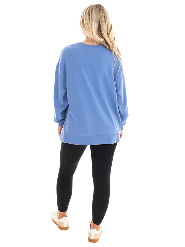 Z-Supply Modern Weekender Relaxed Crewneck Top Mariner Blue - Image 3