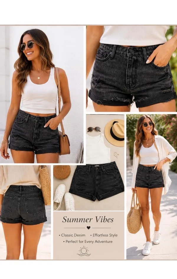 KanCan USA Black Distressed Shorts - Image 3
