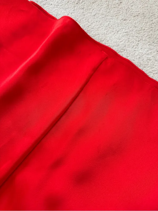 Free People x Fame & Partners Dea Red Satin Wrap‎ Maxi Dress Size 8 - Image 10