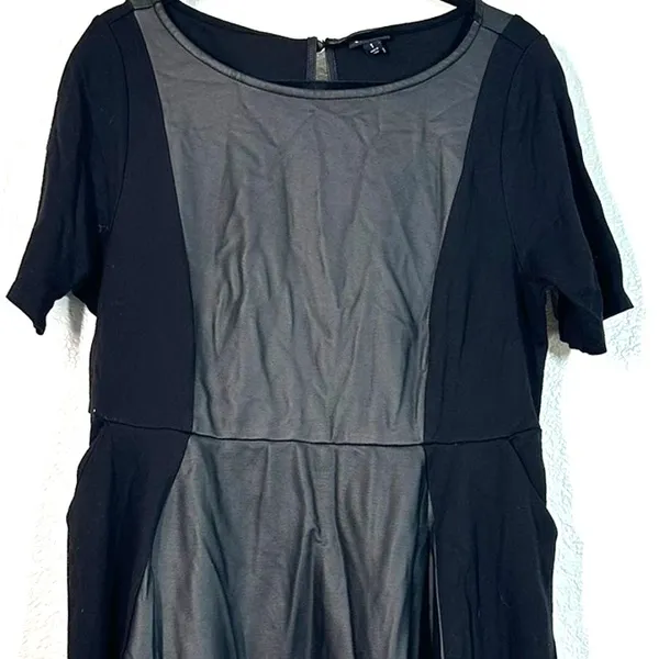 1X 14-16 Torrid black faux-leather panel fit-and-flare short-sleeve dress Mini - Image 6