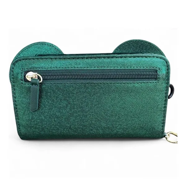 Disney Minnie Mouse Metallic Green Wallet Wristlet NWT 3D Ears Velvet Bow - Image 2