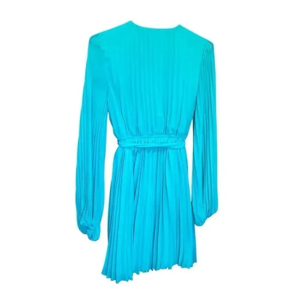 Sam Edelman Turquoise Pleated Long Sleeve Dress Size 4 NEW #779 - Image 5