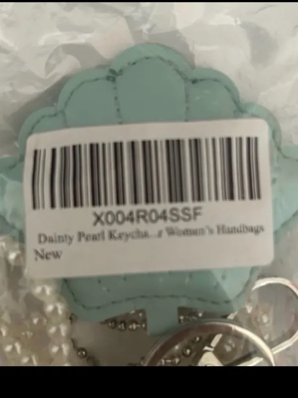 Blue Shell Keychain Charm with Pearl Bow - Women Accessories - Image 2