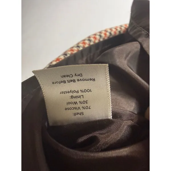 Talbots vintage inspired Houndstooth Wool checked orange brown midi a line skirt - Image 6