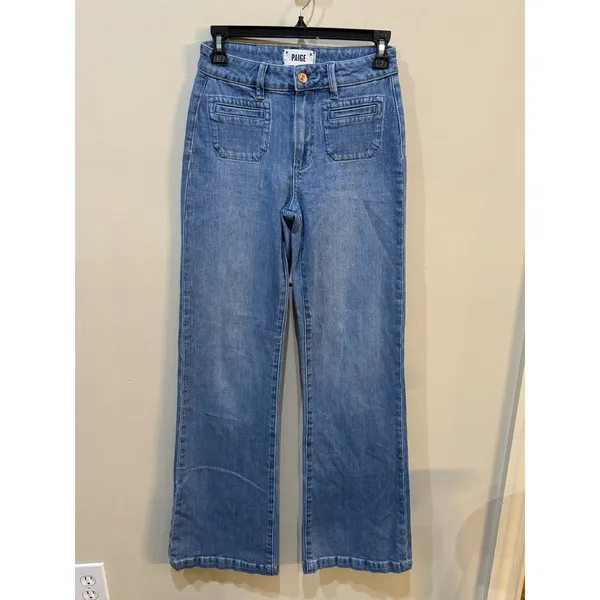 PAIGE Leenah Patch Pocket Wide Leg Jeans Adley Size 24 - Image 2