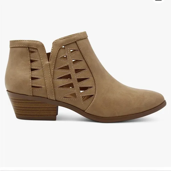 Women's Tan Cutout Ankle Booties - Sleek Low Heel size 6.5 new - Image 5