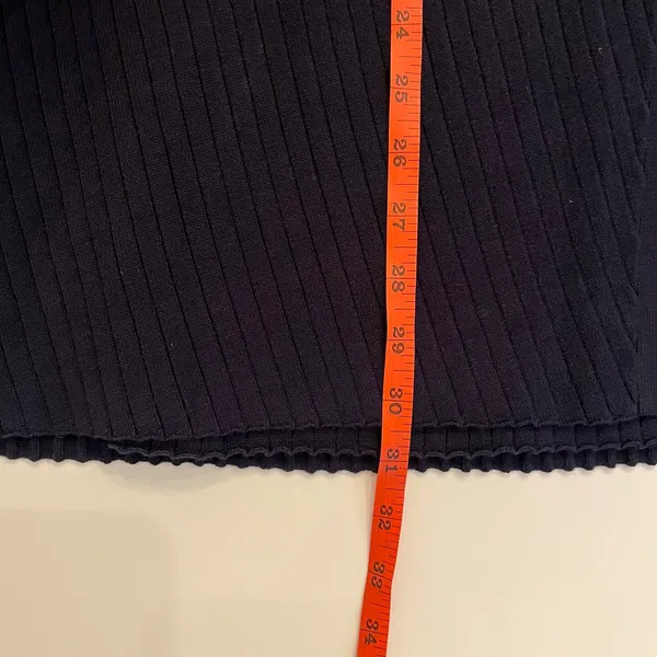 Pari Desai Wrap Midi Skirt M Ribbed Knit Academia Office Preppy $365 Navy Blue - Image 12
