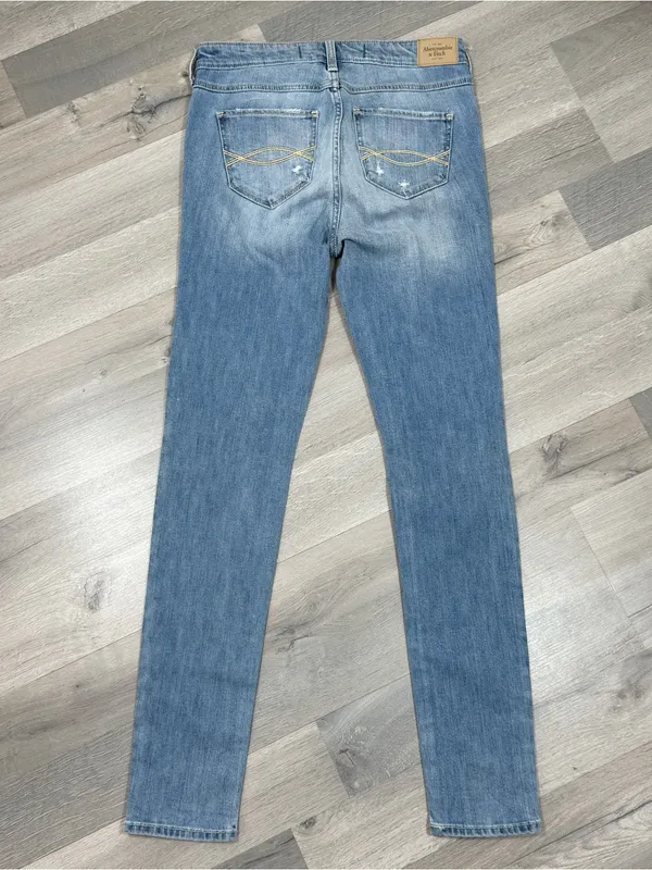 Abercrombie & Fitch Rhinestone Jeweled Distressed Skinny‎ Jeans Blue 4 - Image 7