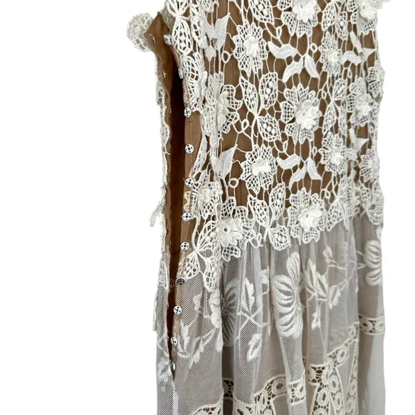 NWT Alberta Ferretti Floral Lace Embroidered Tulle Dress Size 2 - Image 8