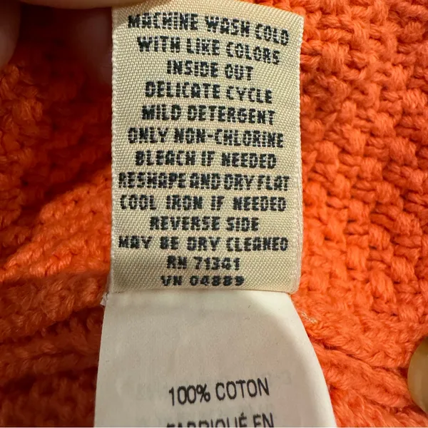 L.L Bean WOMEN S DOUBLE L MIXED CABLE KNIT SWEATER CREWNECK‎ Signature Orange - Image 7