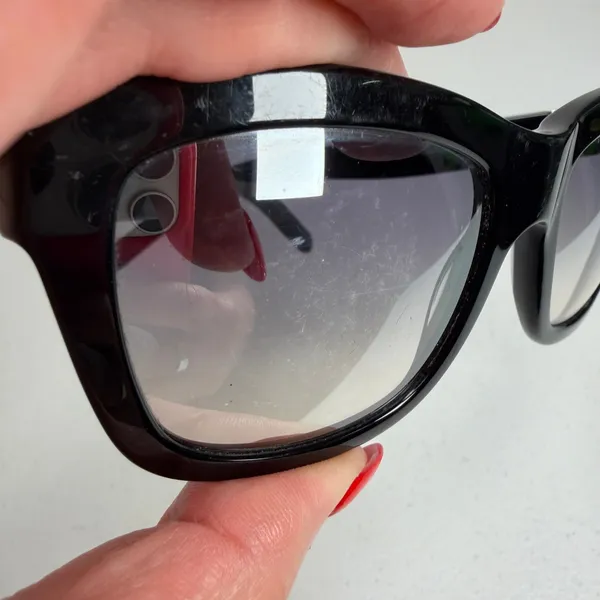 Tory Burch Sunglasses Square Black TY 7075 Silver Logo Grey Gradient Lens - Image 6