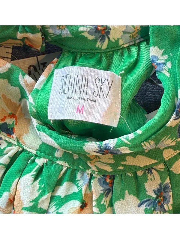 NWT Sienna Sky Green Floral Halter Neck Dress size Medium - Image 7