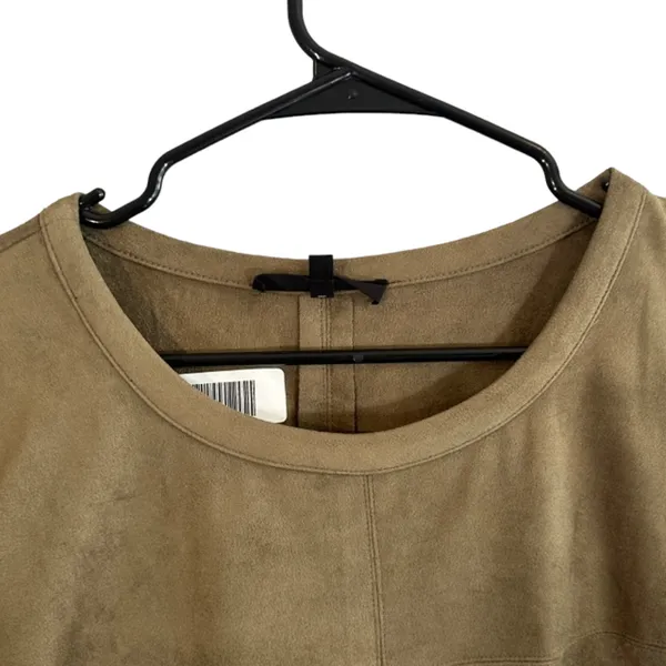 Olivaceous Light Brown Faux Suede Short Sleeve Shirt Dress Women Sz M - Image 3