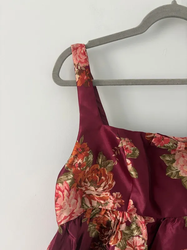 Lulu’s Unbelievably Lovely Red Floral Babydoll Empire Waist Mini Dress NWT XL - Image 4