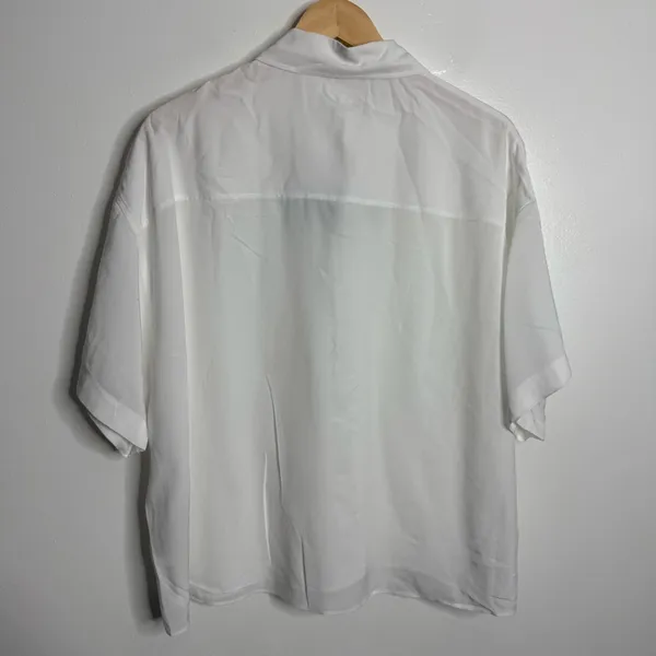 NWT‎ Massimo Dutti Women's White Flowing ShortSleeve Oversized Shirt Size Medium - Image 7