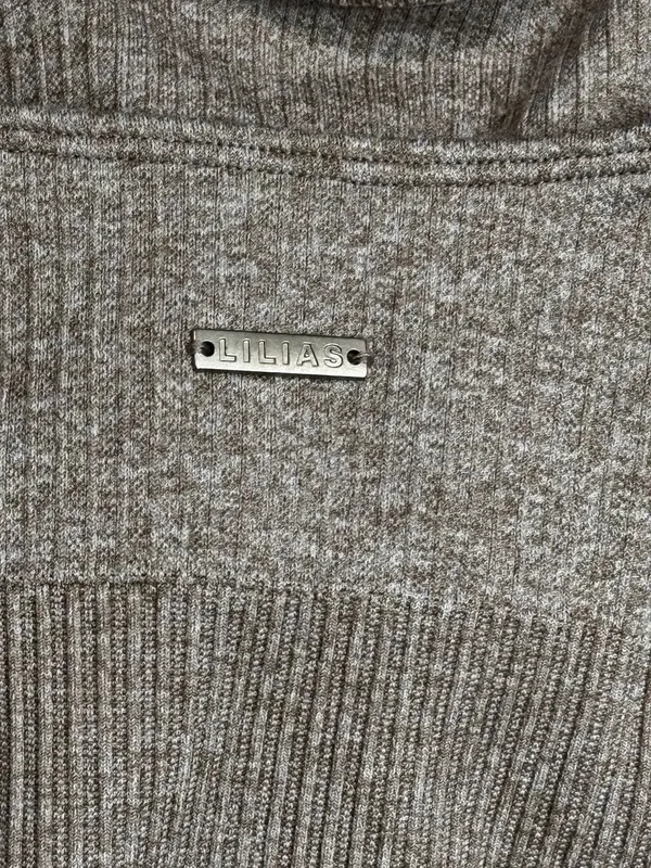 Lilias Active Ribbed Knit Sports Bra and 7/8 Leggings Set Taupe - Image 7