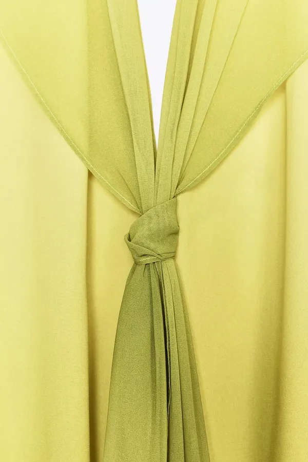 Zara elegant Yellow lime green Halter maxi dress evening wedding party - Image 12
