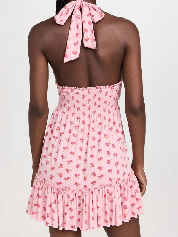 NWT Loveshackfancy Aisling Halter Cotton Mini Ruffle Dress - Image 4
