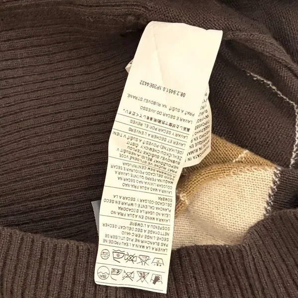 UNITED COLORS OF BENETTON Argyle Wool Blend V-Neck Sweater Preppy Size Small - Image 13