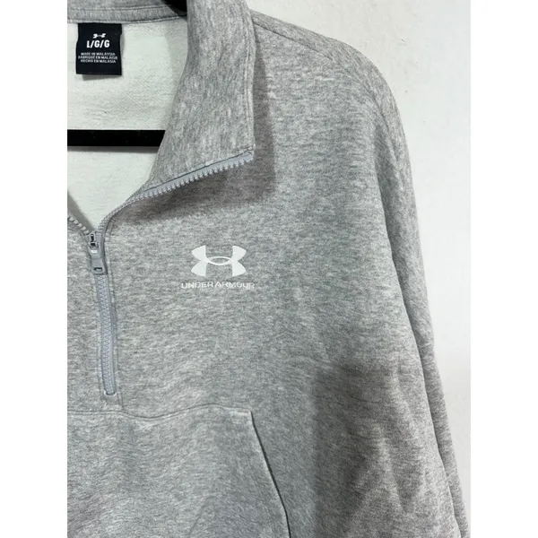 Under Armour Pullover Icon Fleece Oversized Half Zip Women's Large Gray New - Image 3