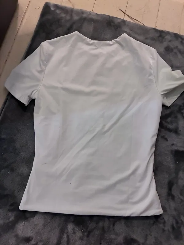 XLLAIS 2025 Model Round Neck Short Sleeve White Solid Basic Fitted Sporty Casual T-Shirt For Women, Summer - Image 3