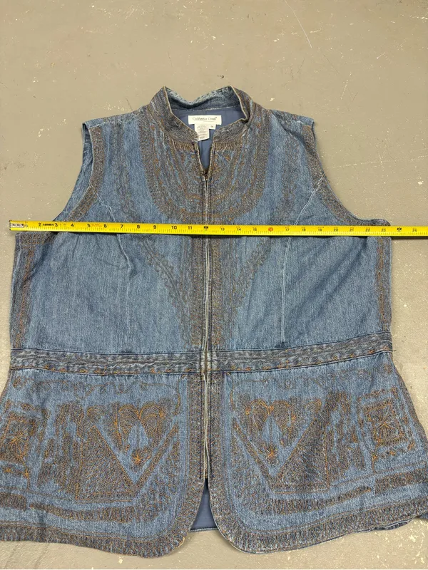Cold Water Creek Vintage Grandma Core Denim embroidered Jean Vest Women’s 1X - Image 5