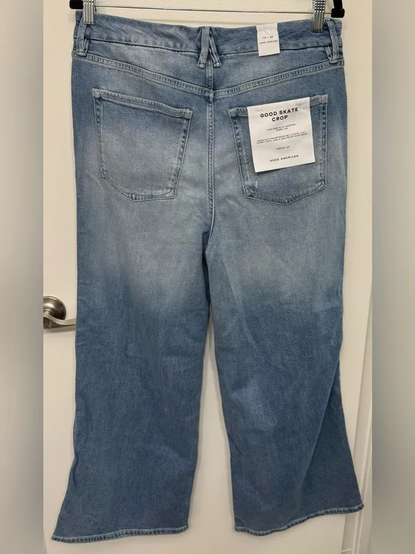 NWT Good American Good Skate Wide Cropped Jeans | High Rise Wide Leg Denim - Image 7