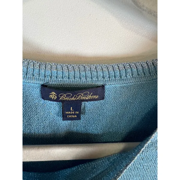 Brooks Brothers Womens Metallic Blue Cardigan and Shell Sweater Set 2 Piece Fair - Image 12