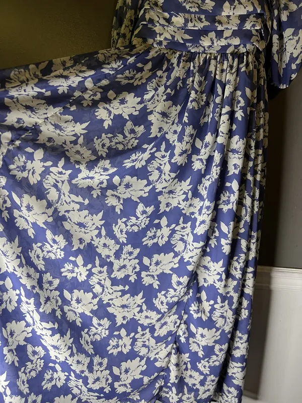 Wallflower Dress Womens Large Blue Floral Square Neck Smocked Maxi Sundress - Image 6