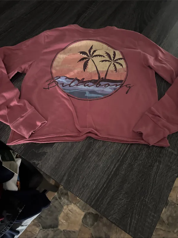 Billabong Dusty Rose Long-Sleeve Crewneck pong sleeve tee small - Image 2
