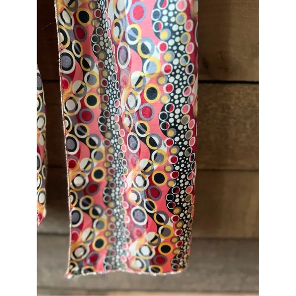 Y2K Mod Circle Print Skinny Scarf Retro Pink Geometric Neck Scarf - Image 8