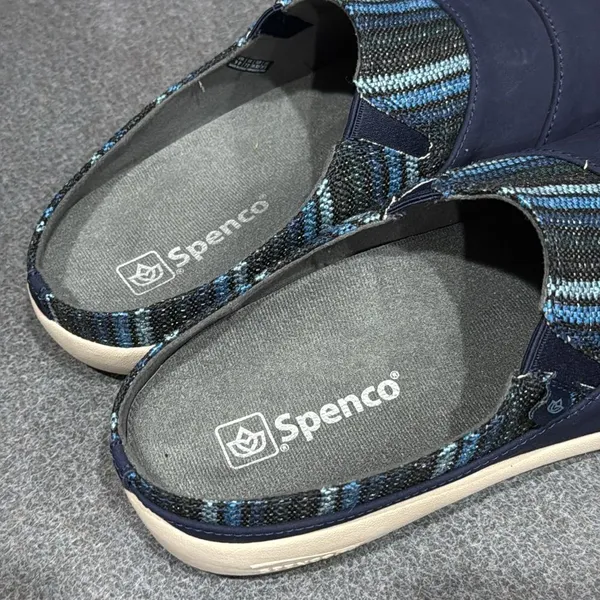 Spenco‎ Orthotic Nubuck Mules Siesta Nuevo Stripe Navy - 9 Wide B22A - Image 10