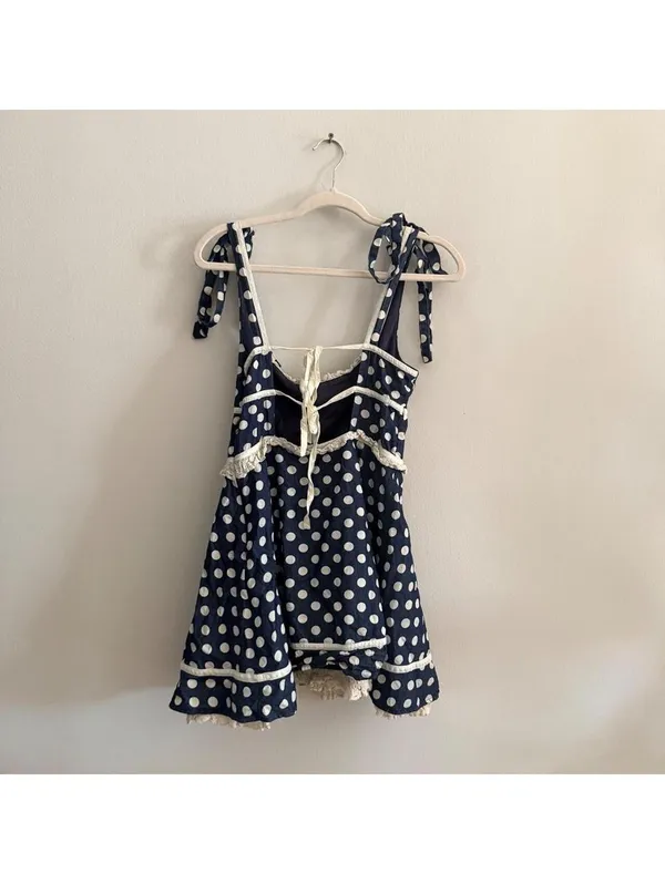 For Love and Lemons Dolly Denim Dot Mini Dress - Image 6