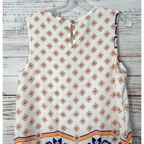 Pink Blush Women's Aztec Print Keyhole Back Sleeveless Top Multi-Color Medium - Image 10