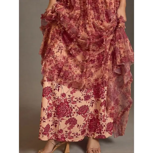NWT Mac Duggal 8013 V-Neck Ruffled Mesh Dress Size 8 - Image 6