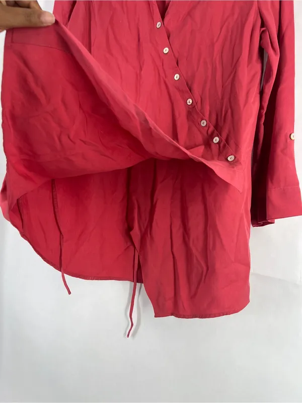 Soft Surroundings Washed Tencel Asymmetrical Tunic Top Red Size M - Image 6