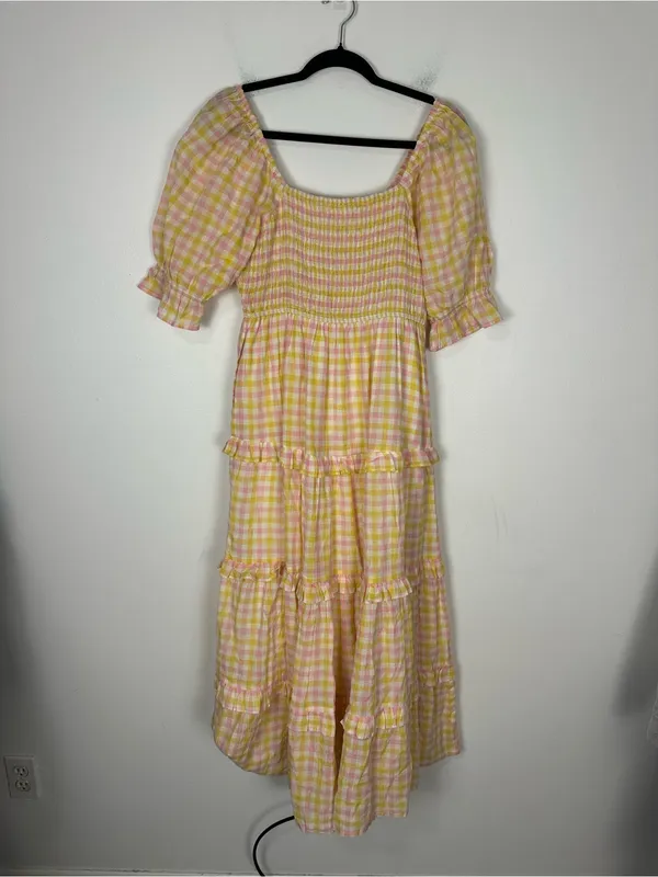 Pink City Prints Cindy Gingham Maxi Dress Women’s Sz S - Image 7