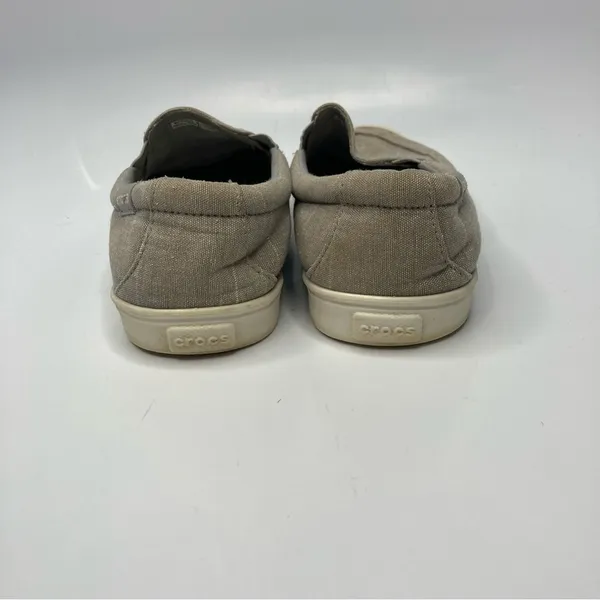 Crocs‎ citiline tan canvas slip on shoes size 8 - Image 3