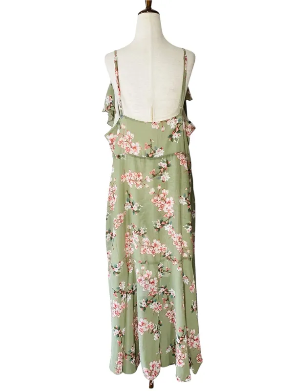 ROSEGAL Floral Ruffled High Low Dress Green Size 18 - Image 4