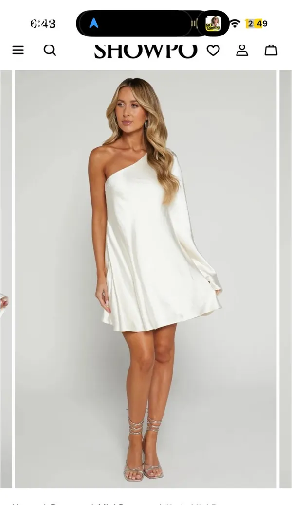 NWT Showpo Mini one shoulder long sleeve dress in pearl size 2 - Image 2