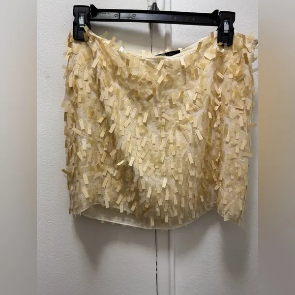 BCBGMaxAzria Eurosummer sequin sheer mini skirt size 4 cream/yellow mermaidcore - Image 2