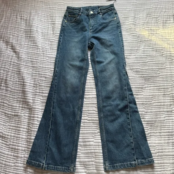 MID WAIST FLARED JEANS Blue Size 27 - Image 8