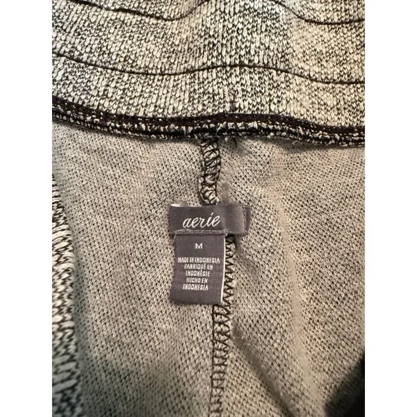 Aerie Womens Grey Marled‎ Knit Joggers Zipper Pockets Drawstring Lounge Pants M - Image 3