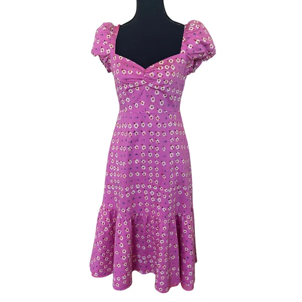 Autumn Adeigbo Pink Peasant Dress SIZE 8 Daisy Cotton Cottage USA Designer $525 - Image 7